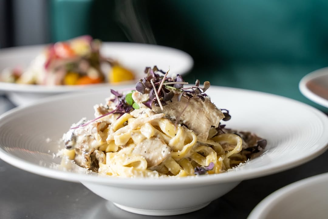 Fettuccini Alfredo with Grilled Chicken and Wild Mushrooms